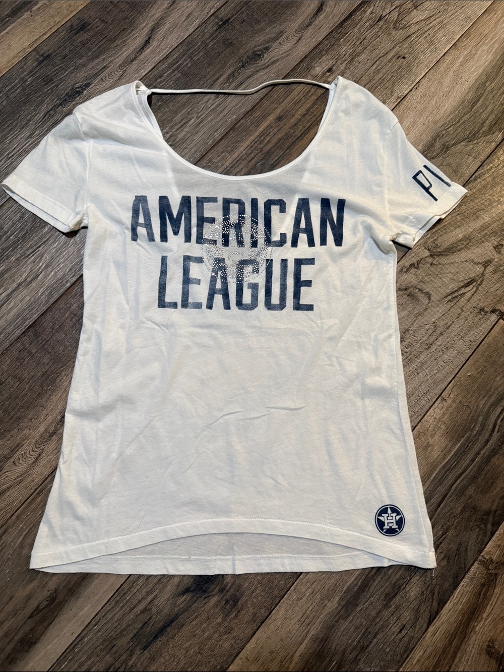Vintage PINK Victoria's Secret Tee with Navy 'American League' Graphic